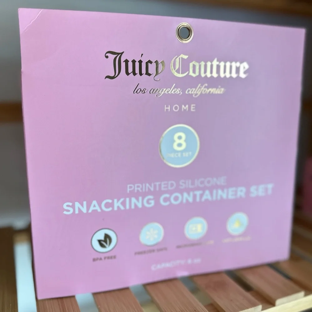 Juicy Couture 8-Piece Silicone Snacking Heart Container Set - JC Butterfly - NIB